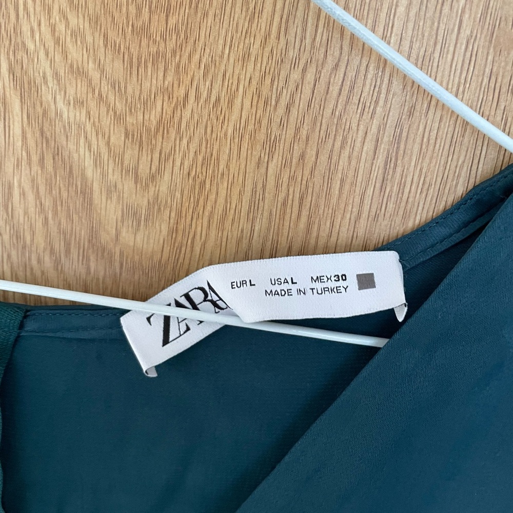 ZARA green satin mini dress